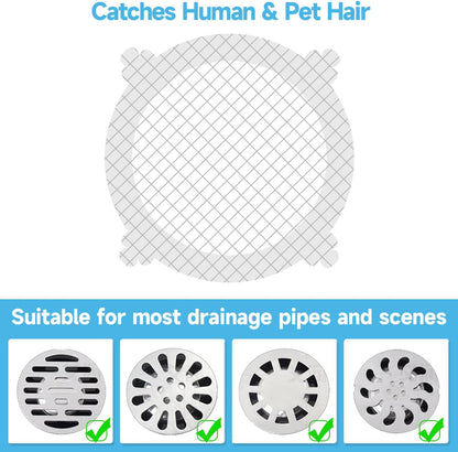 VIVIDLY 50 Pack Disposable Shower Drain Hair Catcher Stickers for Home | No scrubbing required after use, catches human & pet hair easily, fits bathroom kitchen tub & sink