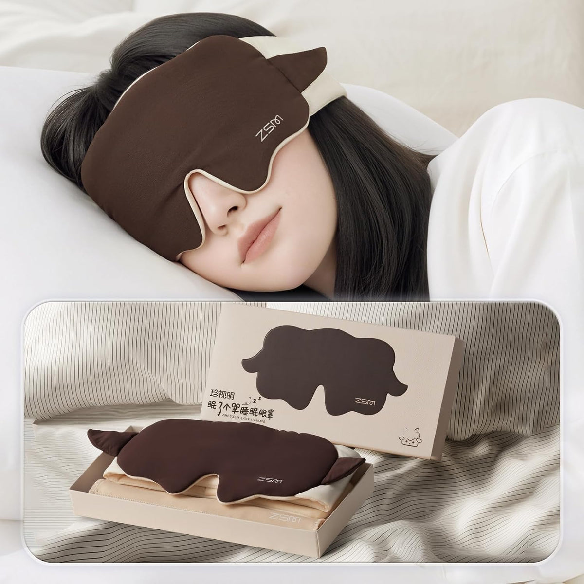22mm Mulberry Silk Sleep Mask,3D Lash Friendly Eye Mask Adjustable Gray