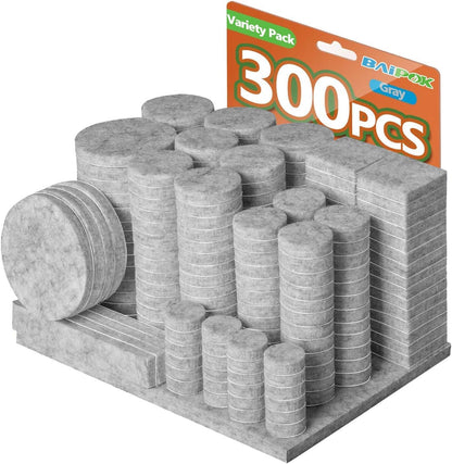 Furniture Pads 300 Pack Furniture Felt Pads for Hardwood Floors, Beige | Huge Quantity Self Adhesive Anti Scratch Floor Protector for Furniture Legs with 60 Cabinet Door Bumpers