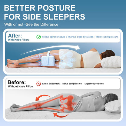 UJPFEO Knee Pillow for Side Sleepers, Leg Pillow for Sciatica, Back, HIPS, Knees, Joints Pain Relief,Pillows for Between Legs While Sleeping Spine Alignment Support & Relieves Pressure,Cooling White