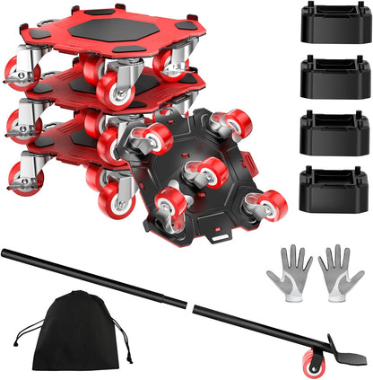 Kavlium Heavy Duty Furniture Dolly,5-Wheel Furniture Movers,5.3 Inch | Carbon Steel Dolly with Lifter Tool and 360° Casters for Moving Sofas,Refrigerators,Cabinets and Other Heavy Furniture.