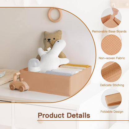 Drawer Organizer Clothes, 10 Pack Dresser Organizer for Baby Clothes, Underwear, Sock- Foldable Closet Organization and Storage Dividers Bins for Nursery, Bedroom (Beige)