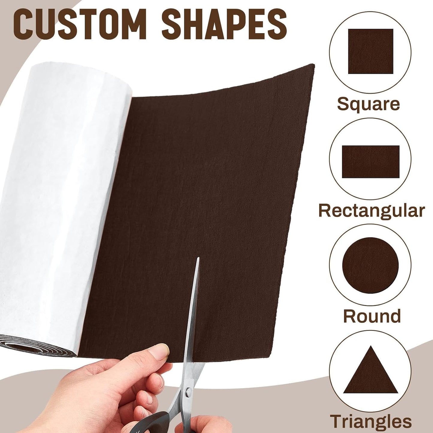 Fullhawl Large Felt Furniture Pads 8 x 60 Inch Non Slip Self Adhesive Heavy Duty Cuttable Strip Roll Felt Sheet Tape for Protecting Hardwood Floors Chair Wall, White