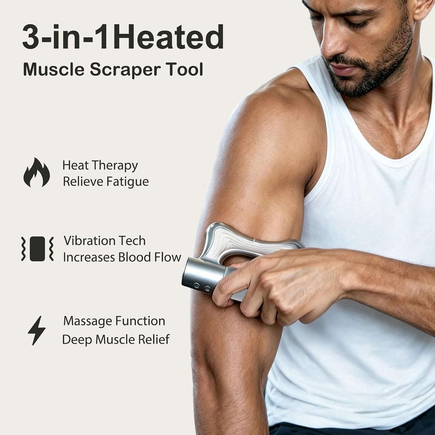 Heated Muscle Scraper Tool –Electric Fascia Knife Massager Heating and Vibration, Muscle Scraper Tool, Body Gua Sha Massage Tool,Fascia Tool Massage Tools for Deep Tissue(Black)