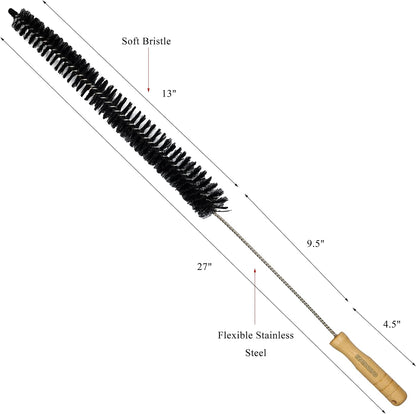 Bristle and Flexible Brush 27 Inch for Clothes Dryer Lint Vent Trap Cleaning, Refrigerator Coil, Drain Pipes and Radiators Cleaning (Plastic Handle - 4 Pack)