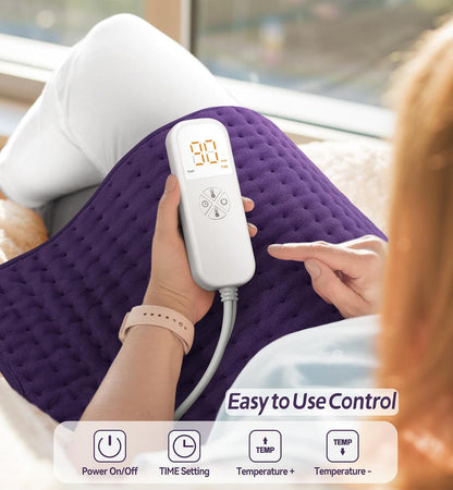 Heating Pad for Back Pain Relief, Extra Large 17"x33" Electric Heat Pad with 6 Heat Settings, 4 Timers, Auto Shut-Off - Machine Washable for Neck Shoulder Cramps, Christmas Gift for Women Mom Wife