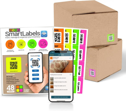 QR Code Stickers with AI Photo Analysis App - Auto-Creates Item Descriptions - No Typing - Made in USA - QR Code Labels for Storage & Inventory Tracking, Organization & Moving, Pack of 48