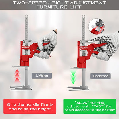 2Pcs Metal Labor Saving Arm Jack, Hand Furniture Lifter Tool, Furniture Jack, 440LBS Capacity Precise Control Slow/Fast Descent for Lifting Door Furniture, Window, Wall Tile Positioning