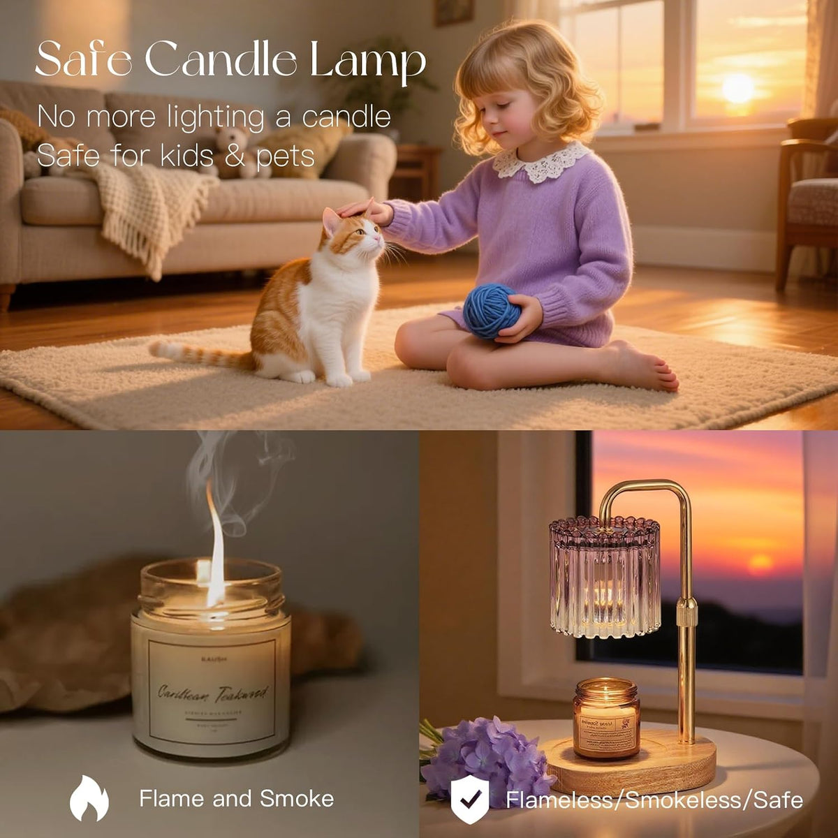 Candeldo Candle Warmer Lamp with Timer: Black Wax Melt Warmer