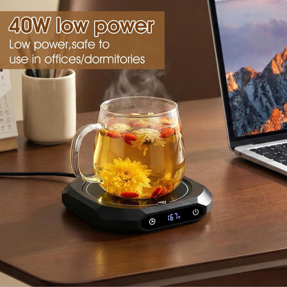 Coffee Mug Warmer with Timer for Desk, Auto Shut Off, Pink | 40W Fast Warmer & 3 Temp; Smart 1-12H Timer & Auto Shut-Off; Compact Pink Hot Plate for Desk; Ideal Gift for Mom & Wife