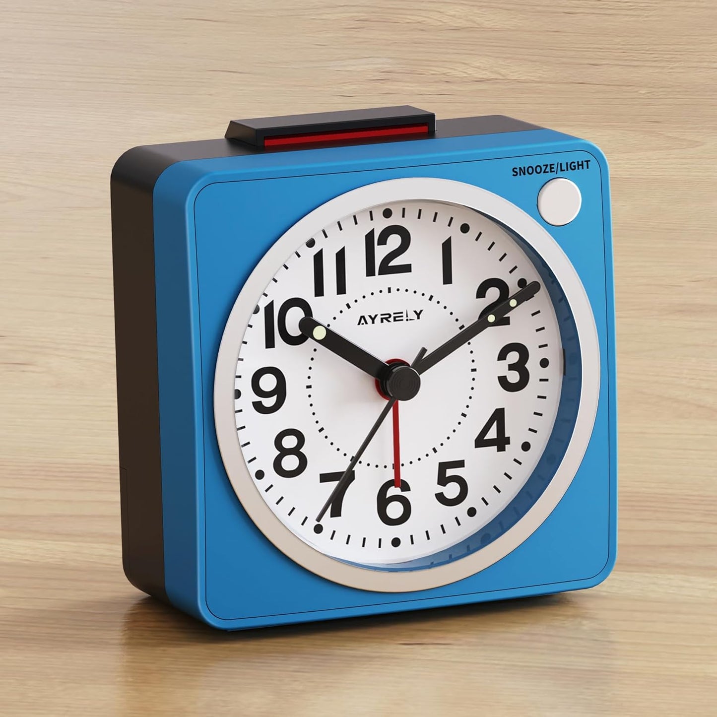 AYRELY® 2.6" × 1.4" Ultra Small Battery Operated Analog Travel Alarm Clock | Silent Non-Ticking Retro Bedside Table Clock with Snooze, Light and Easy Top Alarm Switch for Travel and Bedrooms (Silver)