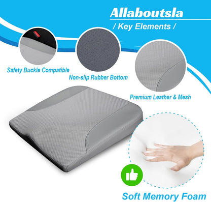 Allaboutsla Car Seat Cushion with Lumbar Support Pillow, Car Back Support | L-Shaped Ergonomic Memory Foam Seat Cushion, Car Seat Cushions for Driving, Driver Cushion and Back Support for Car, B&G