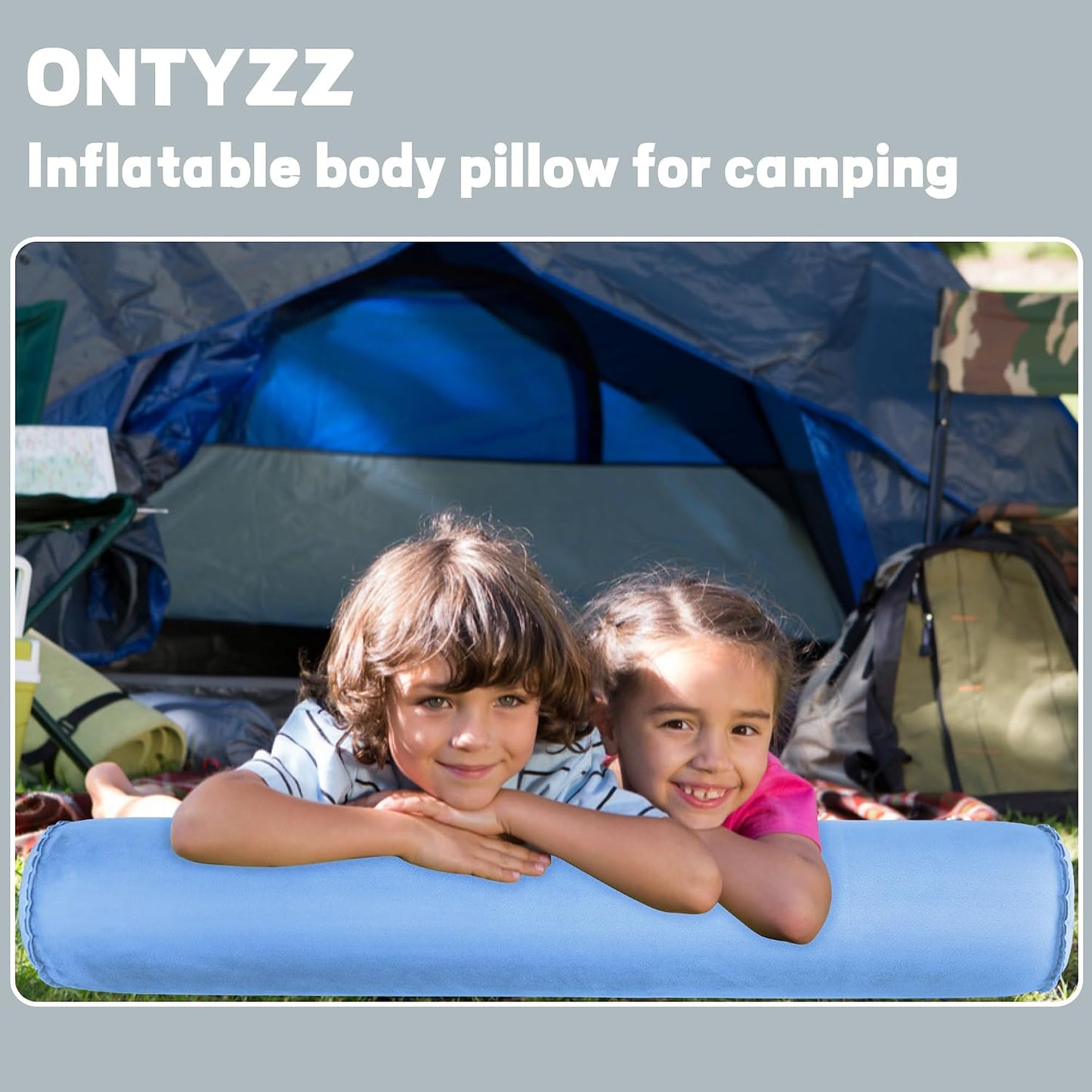 ONTYZZ Inflatable Round Neck Pillow Cervical Roll Pillow, 4.9 * 14.96 inch | Cylinder Bolster Pillow for Head, Neck, Back, Legs and Yoga, Grey