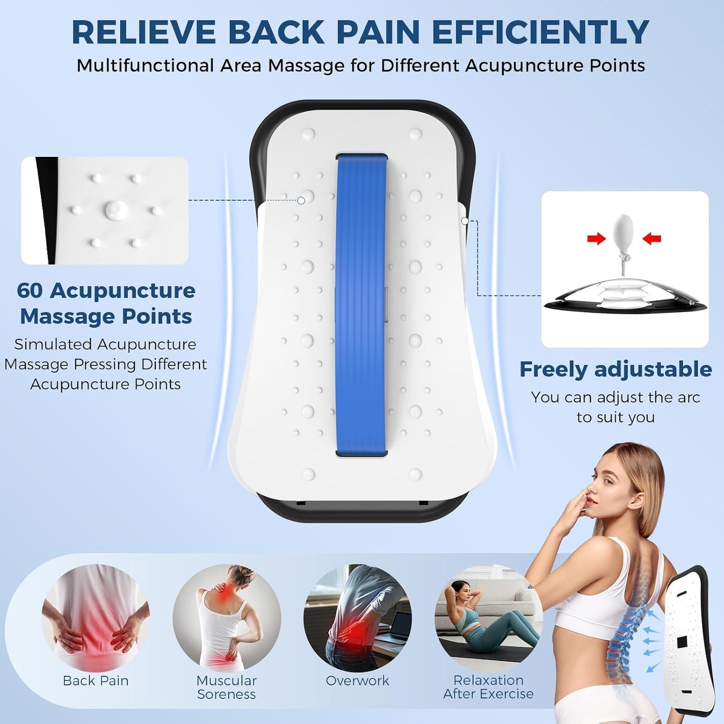 Docemel Back Stretcher for Lower Back Pain Relief,Adjustable Inversion Lumbar Traction Device,Lumbar Support Board for Spinal Decompression and Scoliosis,Sciatic Nerve Release Tool,Back Cracker Board