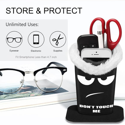 FINTIE Plush Lined Eyeglasses Holder, Glasses Stand Case For Nightstand | Soft Plush Lining, Bedside Eyeglasses Holder, Office Desktop Organizer, Small Item Storage, Anti-Scratch - Colors A