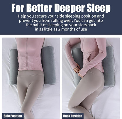 HOMBYS Memory Foam Sleep Position Training Pillow, Half Moon Bolster Body Supportive Trainer Pillow for Back Sleeper Side Sleeper, Adjustable Semi Roll Body Pillow - Grey