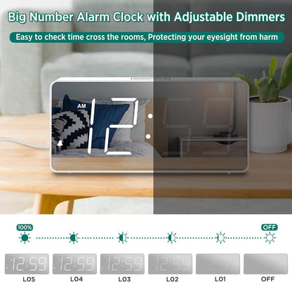 Peakeep Digital Alarm Clock for Bedroom Bedside, Large Display, USB Charger