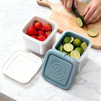 Fruit Storage Containers for Fridge with Removable Colander, Airtight Food Storage Container, Dishwasher Safe Produce Saver for Refrigerator, Keep Berry Fruit Fresh Longer 3 pcs Small Clear