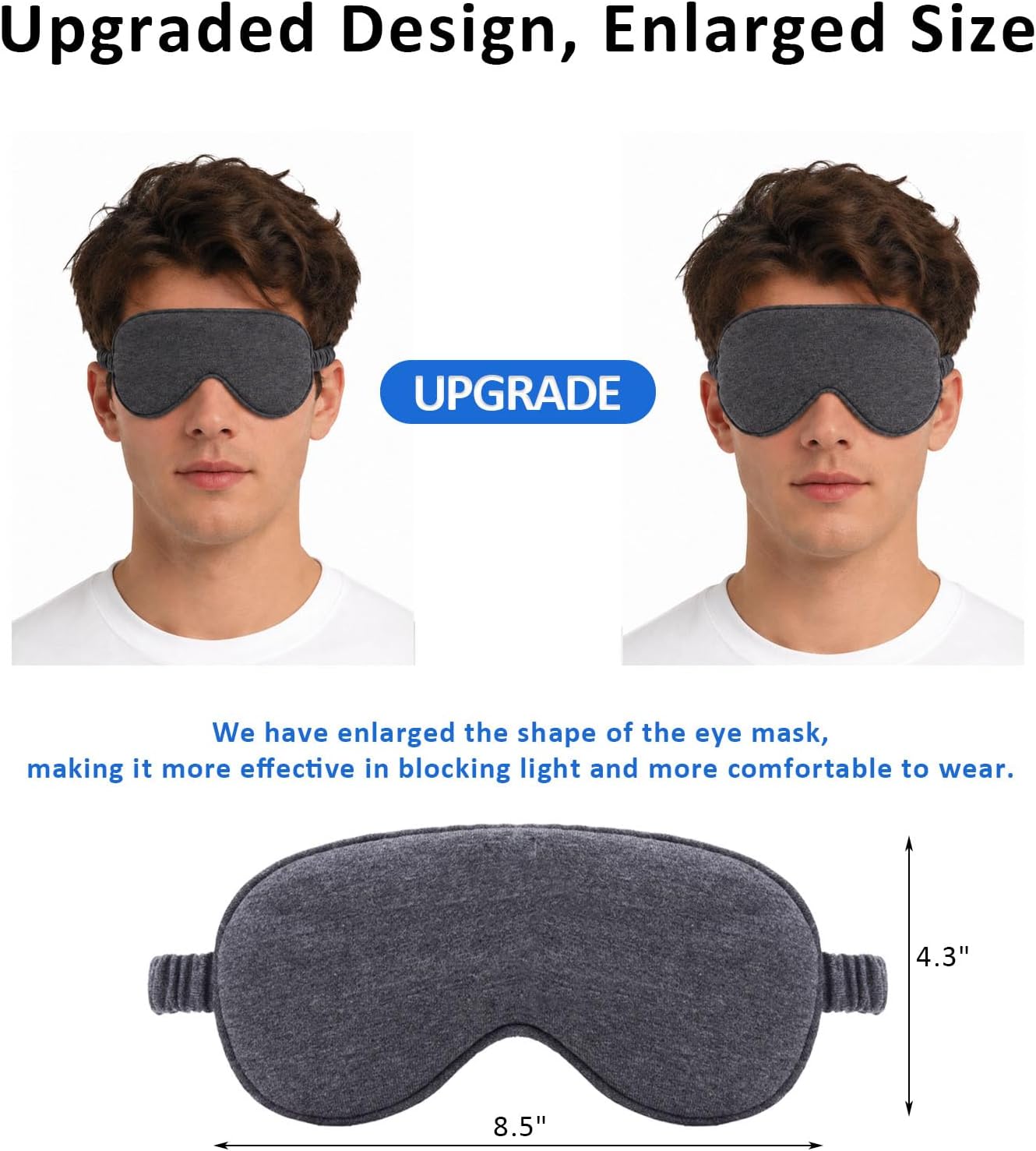 3 Packs Cotton Sleep Eye Masks Effective Light Blocking Soft Blindfold for Men Women with No-Pressure Elastic Strap