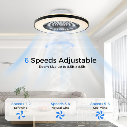 18.9" RGB Flush Mount Ceiling Fan with Light, 6 Speeds 3 Colors | Indoor Ceiling Fan · RGB+3CCT Dimmable · App/Remote Control · Quiet DC · 6-Speed Reversible · Flush Mount 18.9" · Kids Room
