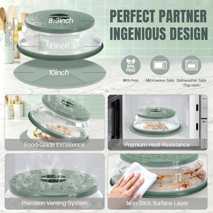 2 in 1 Microwave Splatter Cover Food, Microwave Silicone Mat Place Holders for Multi-use, Silicone Trivet, Pot Holders, Drying, Baking, Utensils Rest for Kitchen Counter Mat