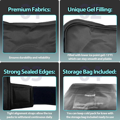Ice Packs for Injuries Reusable Knee Gel Ice Pack Wrap for Swelling Black