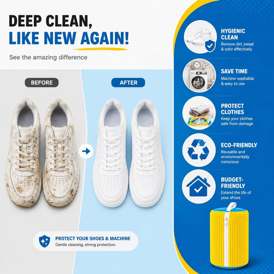 6-in-1 Premium Shoe Washing Machine Bag Kit – Laundry Shoe Bag for Washer & Dryer Safe, Reusable Sneaker Cleaning Bags with Microfiber, Auto-Lock Zipper, Includes Brush, Shoe Trees & Drying Bag