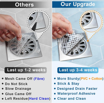 25 Pack, Disposable Shower Drain Hair Catcher Mesh Stickers, Disposable Hair Drain Catcher.(White,4.1inch), Hc2-4.1inRound-25