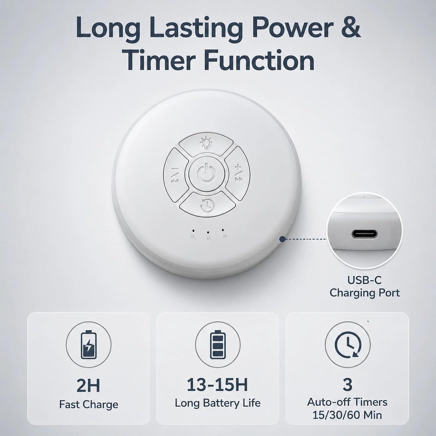 White Noise Sound Machine with Night Light for Sleep Adults Baby | Portable Sound Machine for Travel Office Home Yoga Meditation 26 Soothing Sounds 3 Timers Memory Function Blue