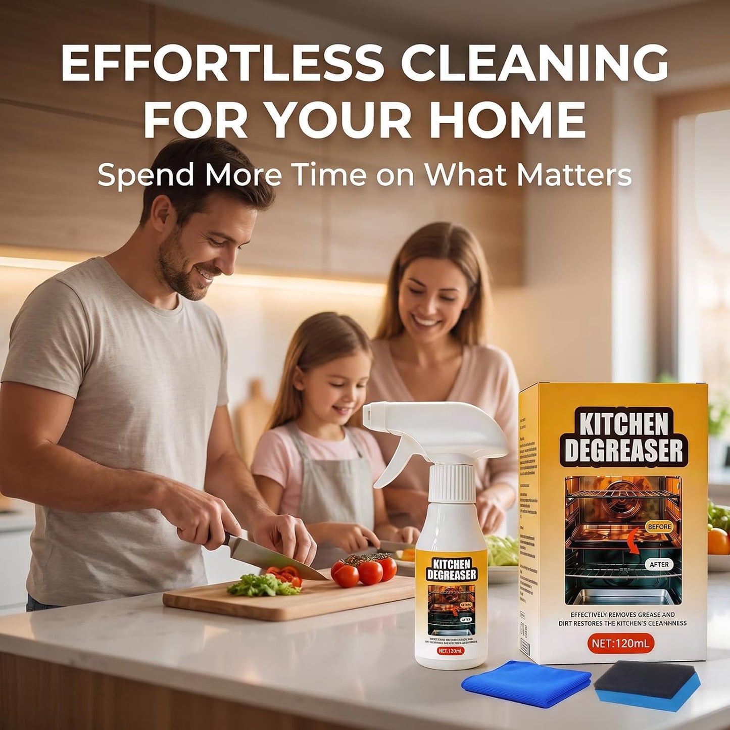 Kitchen Degreaser Spray 120ml, All Purpose Heavy Duty Grease Remover Cleaner for Oven, Stovetop, Microwave & Range Hood, Foam Cleaner for Kitchen Surfaces.(1pc)