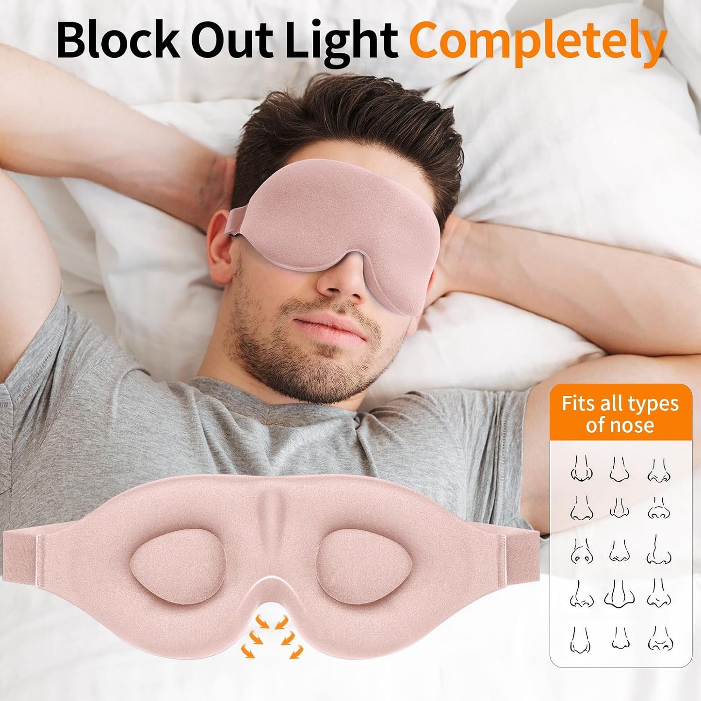 NEWVANGA Sleep Mask for Back and Side Sleeper, Travel Eye Cover, Blue | Block Out Light, 3D Night Blindfold, Zero Pressure Breathable, Lightweight Sleeping Eye Mask, Flight Naps shift Work Yoga