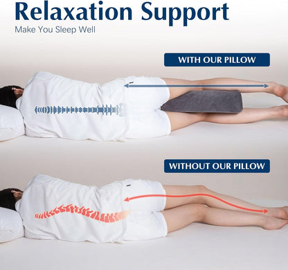 Knee Pillow for Back Sleeping, Grey | Memory Foam Bolster, Pain Relief, Half Moon Shape, For Legs & Under Knee