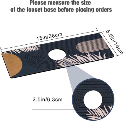 Sink Faucet Absorbing Mat, 2 Pack Drying Mat Around Faucet Sink Splash Guard Behind Faucet Sinkmat For Kitchen Bathroom Island Rv 24 * 5.5 Inch (60 * 14 cm)