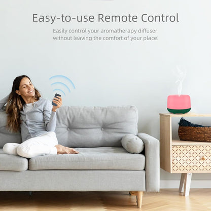 300ML Essential Oil Diffuser, Remote Control Ultrasonic Aromatherapy Oil Diffusers Cool Mist Humidifier, Waterless Auto-Off and 7 LED Light Colors for Bedroom, Yoga, SPA, Baby