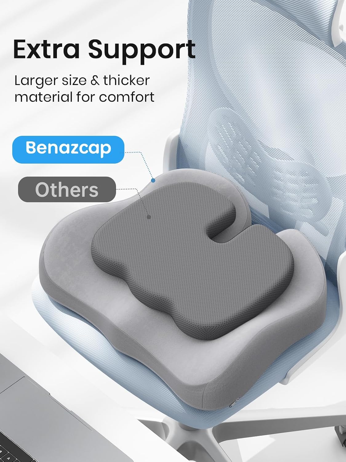 Benazcap Seat Cushion - Memory Foam Car Seat Pad - Sciatica & Lower Back Pain Relief - Car Seat Cushions for Driving - Road Trip Essentials for Drivers, Green
