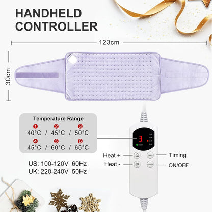 Heat Pad for Back Pain Relief Electric Heating Pads with 6 Temperatures Soft Detachable Heat Pad for Man Women (Gray)