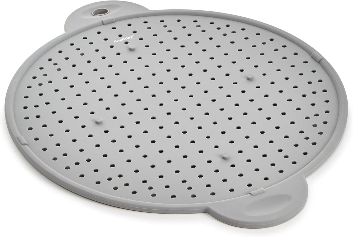 BergHOFF Essentails 11" Silicone Splatter Screen & Grease Splatter Guard | Heat Resistant Oil Splash Shield for Frying Pan, Multifunctional Kitchen Strainer, Cooling Rack & Dual Stay Cool Handles