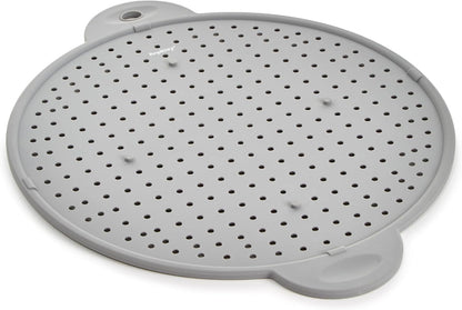 BergHOFF Essentails 11" Silicone Splatter Screen & Grease Splatter Guard | Heat Resistant Oil Splash Shield for Frying Pan, Multifunctional Kitchen Strainer, Cooling Rack & Dual Stay Cool Handles