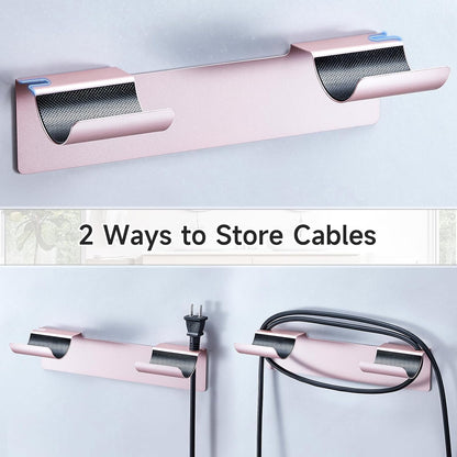 2 PCS Wall Mount Curling Iron Holder and Hair Tool Organizer with Adhesive, Multifunctional Hot Flat Iron and Hair Straightener Holder Storage Stand for Vanity, Cabinet and Wall, White