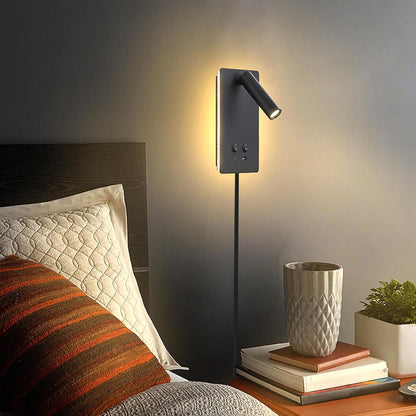 MOLUOLA LED Wall Lamp Wall Mounted Reading Lights, Adjustable Headboard Plug in Wall Sconce with USB C+A Ports, Headboard Bedside Lamp with 9W+3W Night Light 3000K (White)