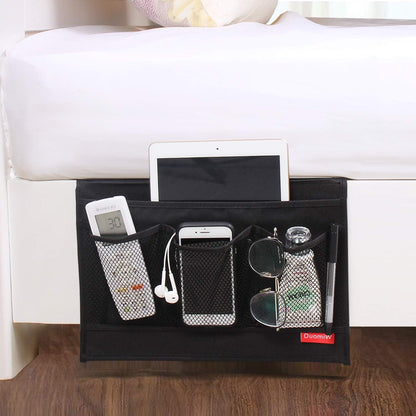 Bedside Storage Organizer, Bedside Caddy, Table Cabinet Storage Organizer, TV Remote Control, Phones, Magazines, Tablets, Accessories, Grey