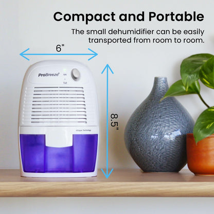 Pro Breeze Electric Mini Dehumidifier for Home (215 sq.ft) 17oz Capacity, Energy Efficient, No Noise, Compact and Portable for High Humidity in Kitchen, Bedroom, Bathroom, Basement, RV, Office, Garage