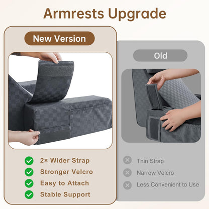 Vekkia 19'' Reading Pillow for Adults with XL Side Pockets, Adjustable Arms | 45° Back Support Chair for Sitting in Bed, Washable Cover, Perfect for Gaming, Watching TV, Relaxing, or Recovery, Gift Idea