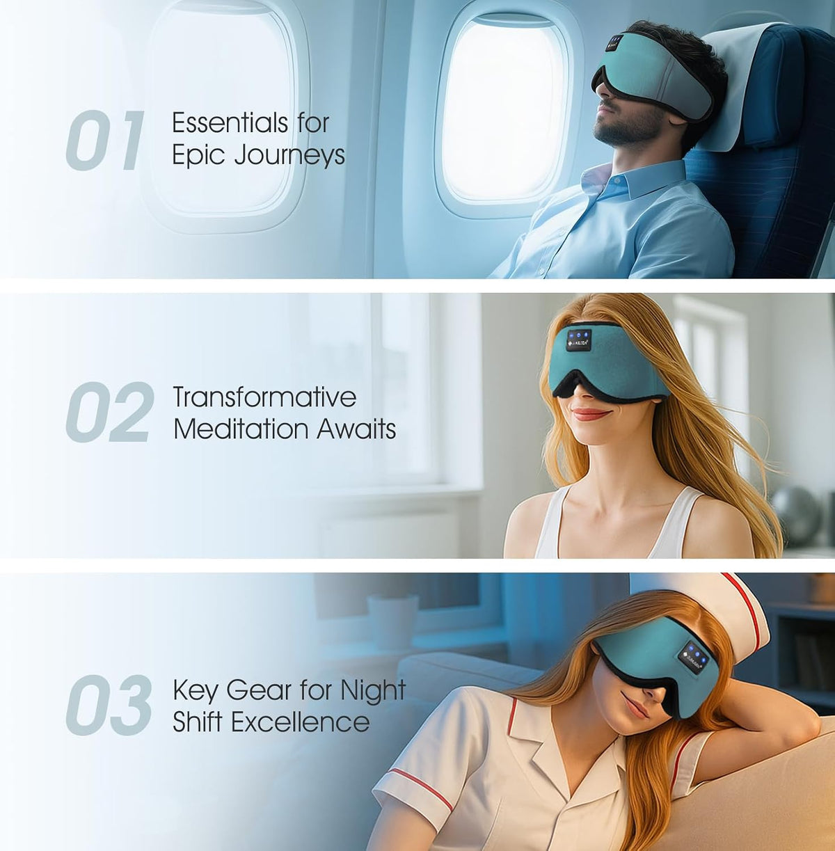 ZUMUSEN Bluetooth Sleep Headphones Mask with 3D Stereo Speakers