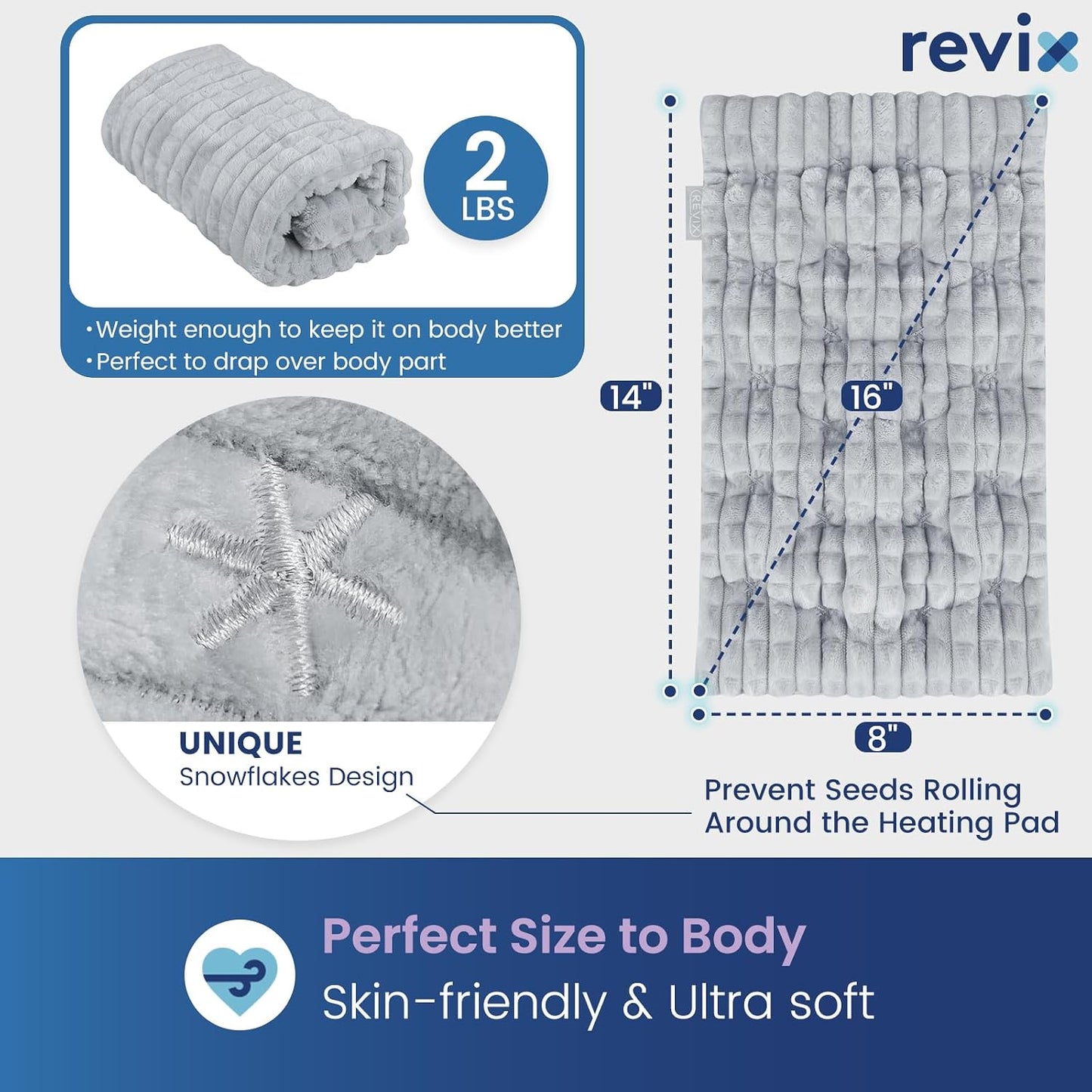 REVIX Microwave Heating Pad, 8 * 14" Flaxseeds Heating Pads Microwavable Moist Heat Therapy for Muscle, Joints, Neck Shoulder, Weighted Hot Pack Warm Compress