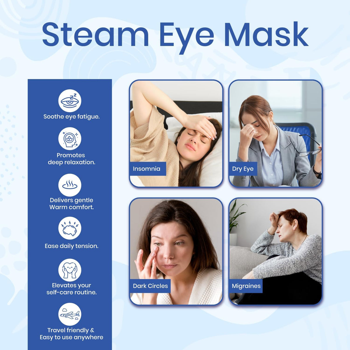 LANNA Heated Steam Eye Mask, Disposable 120 Minutes, Lavender Scent, 5 Pcs