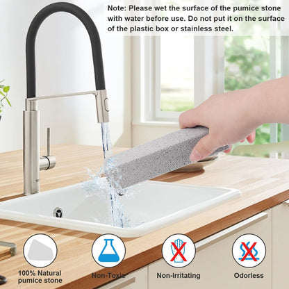 Herda 8-Pack Pumice Stone Scouring Stick with 2 Universal Handles, Pumice Stone for Cleaning Stove, Toilet, Tub, Grill, Swimming Pool, Sink, Removes Hard Water Rings, Calcium Deposits, Rust Buildup