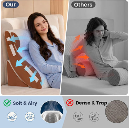 5PCS Wedge Pillow Set for After Surgery, Adjustable Orthopedic Foam Bed Wedge Pillow for Acid Reflux, GERD & Heartburn Relief, Back & Leg Elevation Support for Sleeping & Sitting Up, White Grey