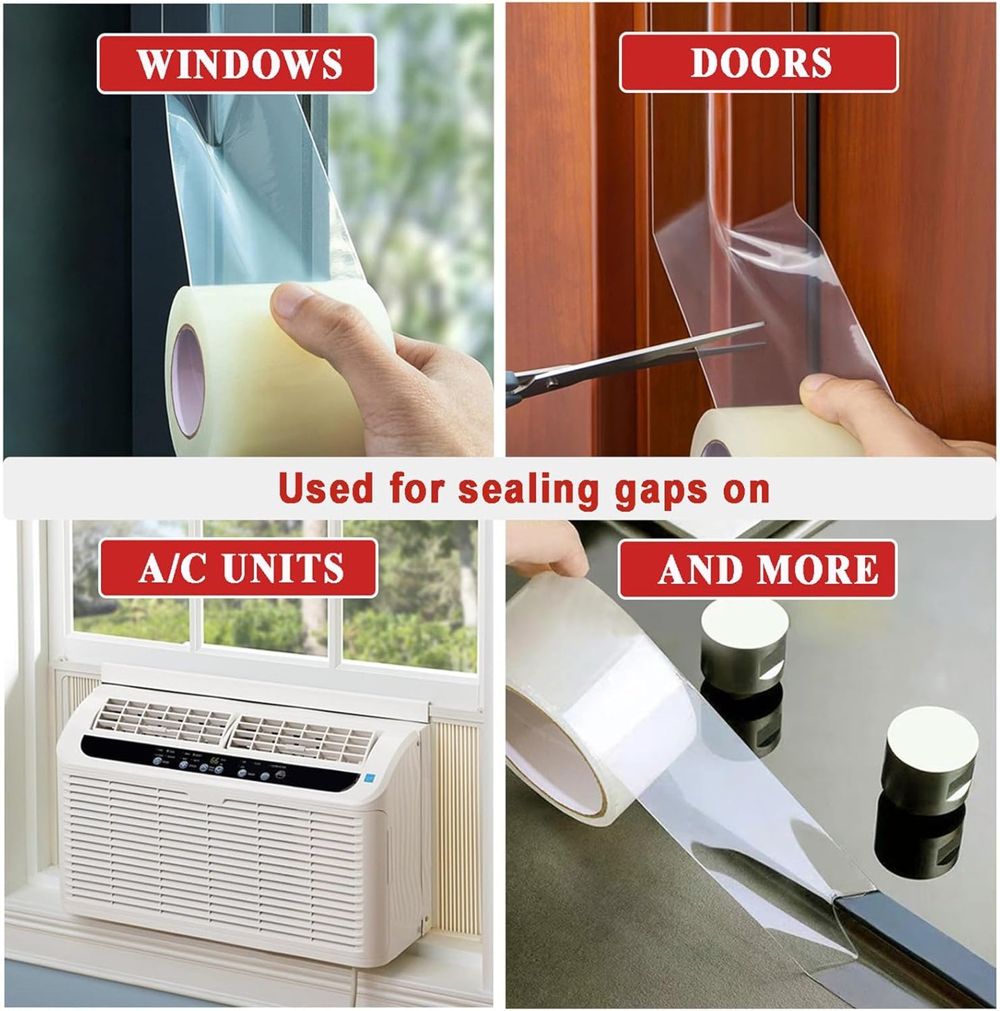 Dstorelhp Clear Window Sealing Tape, 2'' X 66FT, Window AC Insulation Tape | Waterproof, Window Air Conditioner Sealing Tape, Blocker for Cold Heat Air, No Residue, Energy Efficient