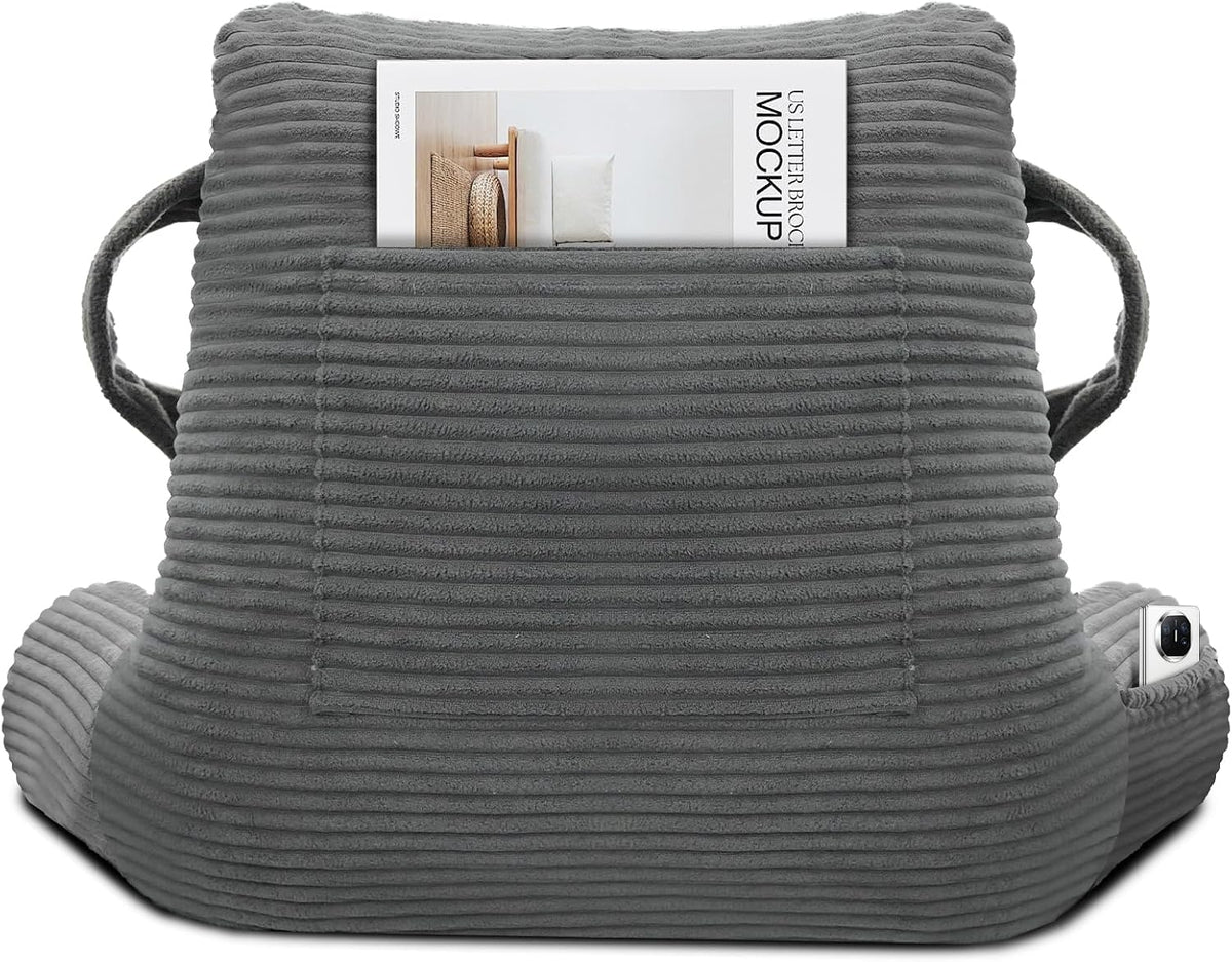 Reading Pillow for Sitting in Bed Adult, Memory Foam, Pockets